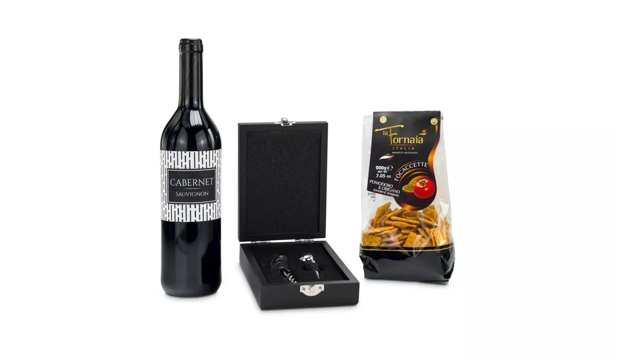 Geschenkset / Präsenteset: Wein & Snack
