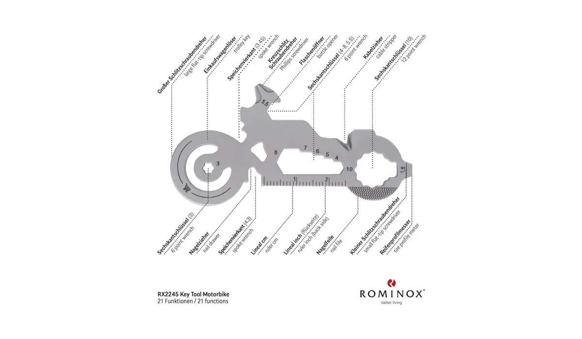 ROMINOX® Key Tool Motorbike (21 Funktionen) Happy Father's Day