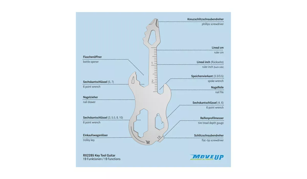ROMINOX® Key Tool Guitar (19 Funktionen) Happy Father's Day