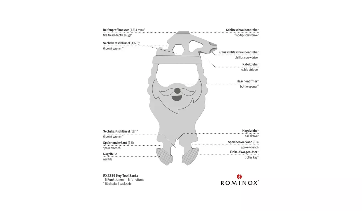 ROMINOX® Key Tool Santa (15 functions) Merry Christmas