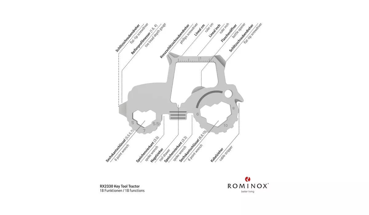 ROMINOX® Key Tool Tractor (18 functions) Merry Christmas