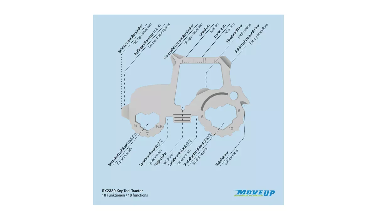 ROMINOX® Key Tool Tractor (18 functions) Merry Christmas