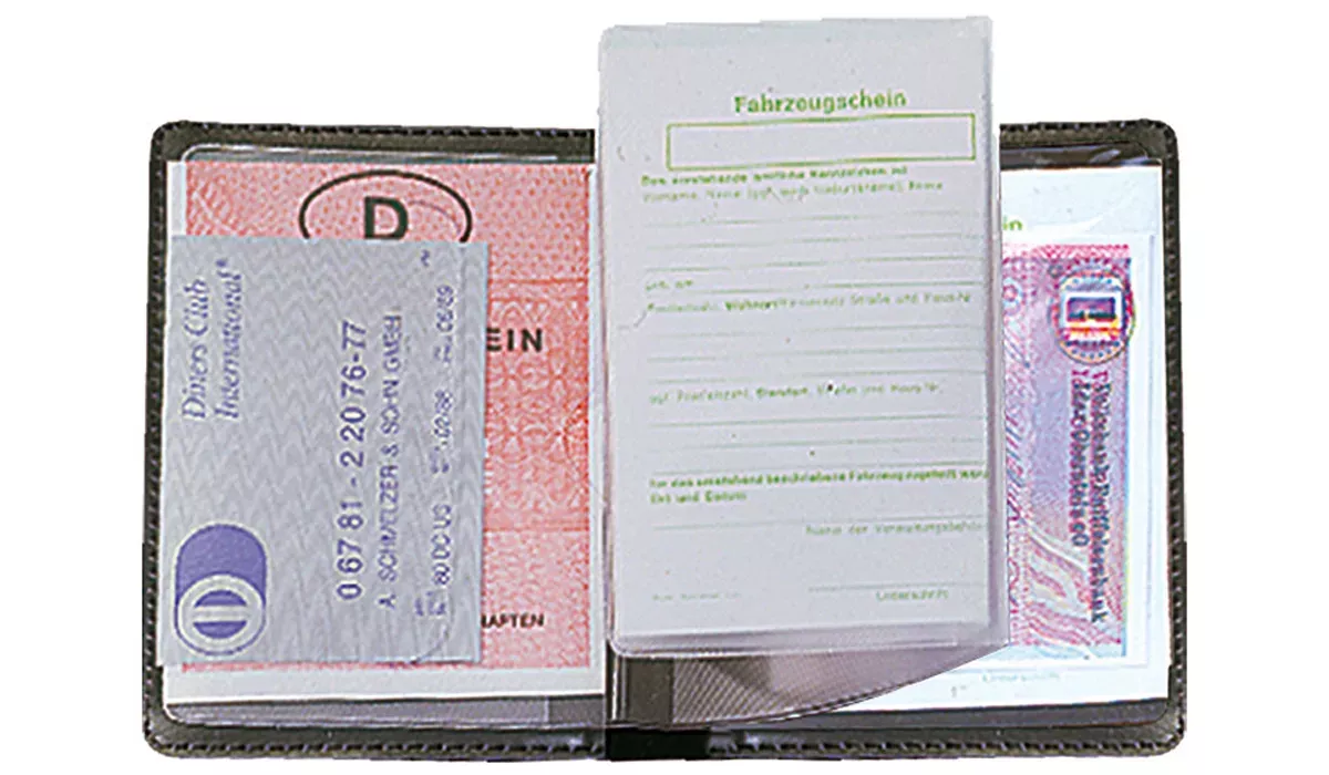 ID card pouch Lefa fabricOpen edge black 5 compartments