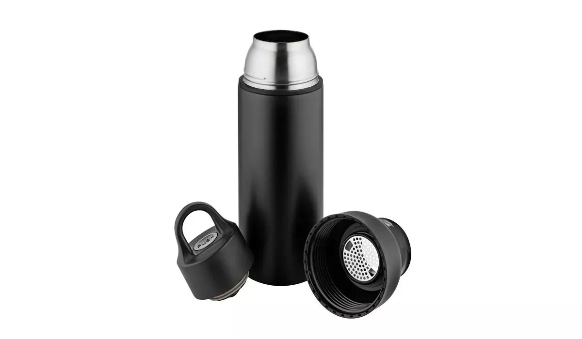 Thermoflasche OneTouch&Go schwarz/Ring schwarz