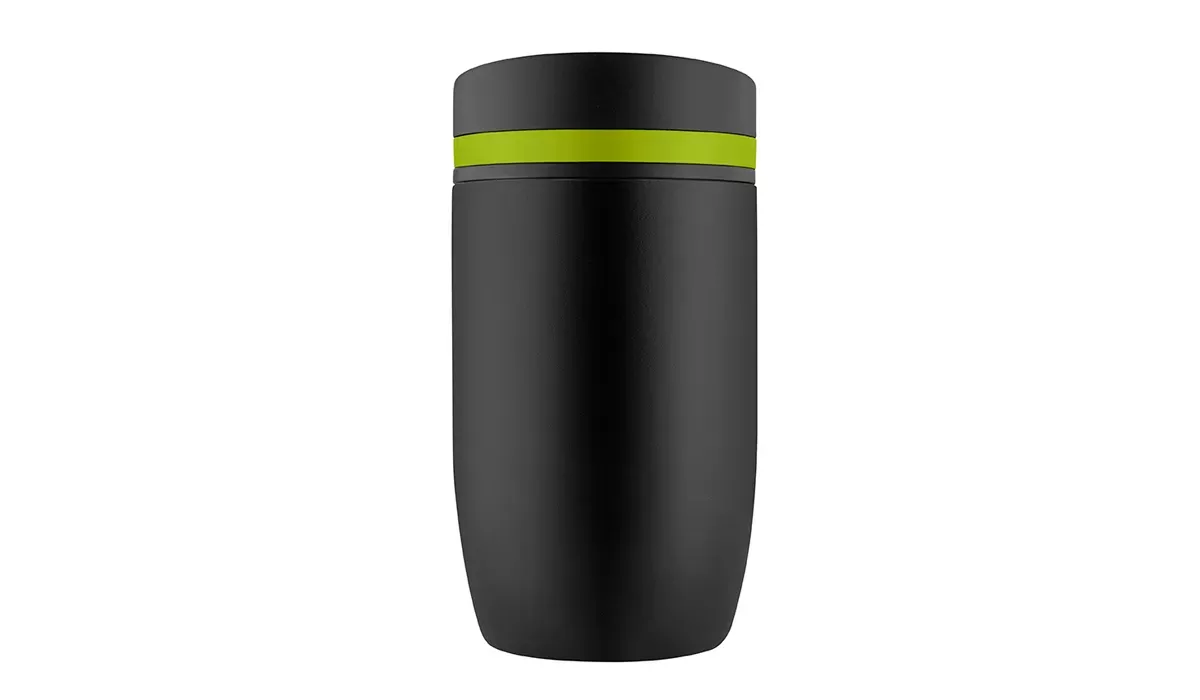 Thermobecher CremaOfficinaNero schwarz/Ring grün