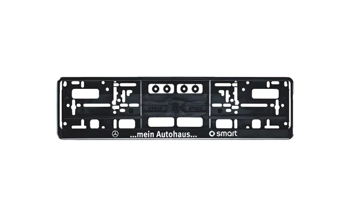 Promotional license plates holder with foil inscription