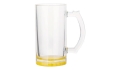Glasbierkrug klar mit farbigen Boden - gelb