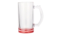 Glasbierkrug klar mit farbigen Boden - rot