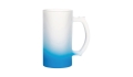Satined glass beer mug with colored bottom - light blue