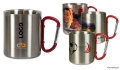 Edeltstahltasse 8 oz mit rotem Karabinergriff