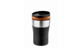 Thermobecher CremaOfficina silber/Manschette schwarz/Ring orange