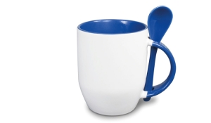 Photo cup with teaspoon - blue