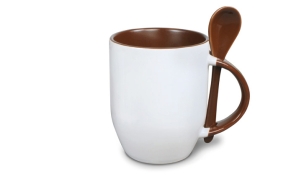 Photo cup with teaspoon - brown