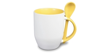 Photo cup with teaspoon - yellow