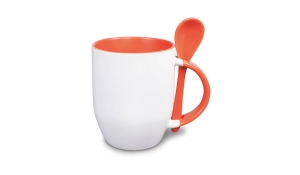 Photo cup with teaspoon - orange