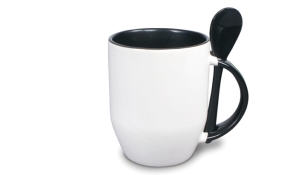Photo cup with teaspoon - black