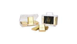 Geschenkartikel: Du bist Gold wert - Goldkoffer mit 12 Schokoladen Goldbarren (120 g)
