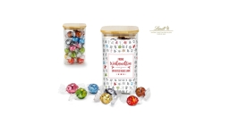 Geschenkset / Präsenteset: Lindor Team-Glas Frohe Weihnachten