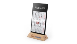 3-Monatskalender 2026 Desktop Wood inklusive Werbeeindruck