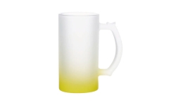 Glasbierkrug satiniert mit farbigen Boden - limonengelb