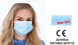 50er-Set medizinisch-chirurgische OP Masken, EN14683