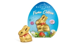 Lindt Mini Goldhase in Osterei-Werbekartonage