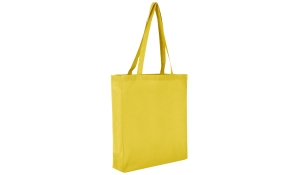 Baumwolltasche Classic mit zwei langen Henkeln, Boden und Seitenfalte - gelb