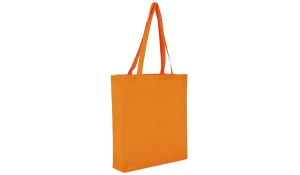 Cotton bag Classic with two long handles and bottom gusset - mandarin