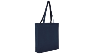 Cotton bag Classic with two long handles and bottom gusset - dark blue