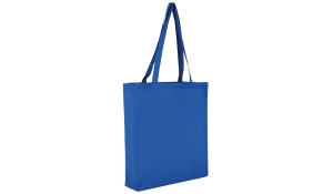Cotton bag Classic with two long handles and bottom gusset - royal blue