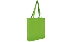 Cotton bag Classic with two long handles and bottom gusset - lime green