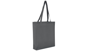Cotton bag Classic with two long handles and bottom gusset - steel gray