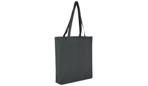 Cotton bag Classic with two long handles and bottom gusset - anthracite