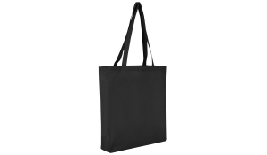 Cotton bag Classic with two long handles and bottom gusset - black