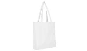 Cotton bag Classic with two long handles and bottom gusset - white