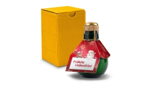 Origineller Sekt Fröhliche Weihnachten - Karton Gelb, 125 ml