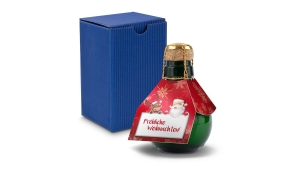 Origineller Sekt Fröhliche Weihnachten - Karton Blau, 125 ml