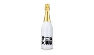 Sekt Cuvée - Flasche weiß-lackiert - Kapsel gold, 0,75 l