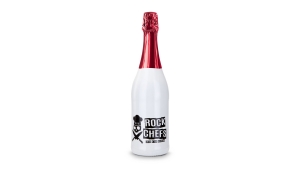 Sekt Cuvée - Flasche weiß-lackiert - Kapsel rot, 0,75 l