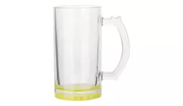 Glass beer mug clear 470 ml - lime yellow