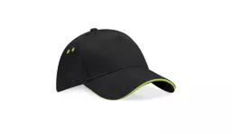 Beechfield Ultimate 5 Panel Cap - black/lime green