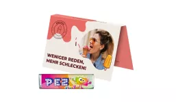 Werbekarte, PEZ Bonbonriegel Fizzy