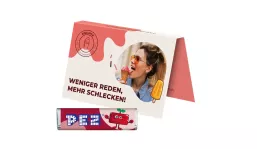 Werbekarte, PEZ Bonbonriegel Kirsche