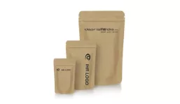 Standbodenbeutel Kraftpapier braun, ALU frei