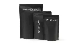 Standbodenbeutel Kraftpapier schwarz, ALU frei