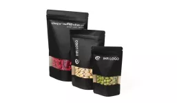 Standbodenbeutel Kraftpapier schwarz, mit Fenster