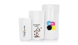 Standbodenbeutel Kraftpapier weiß, ALU frei