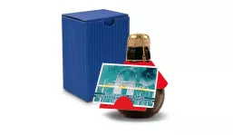 Small sparkling wine business card holder - gift box blue, 125 ml