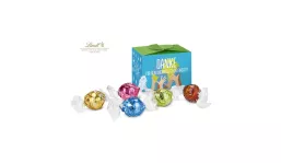 Geschenkartikel: Lindt süßes Danke, Pralinenschachtel mit Globus
