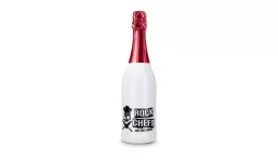 Sekt Cuvée - Flasche weiß-lackiert - Kapsel rot, 0,75 l